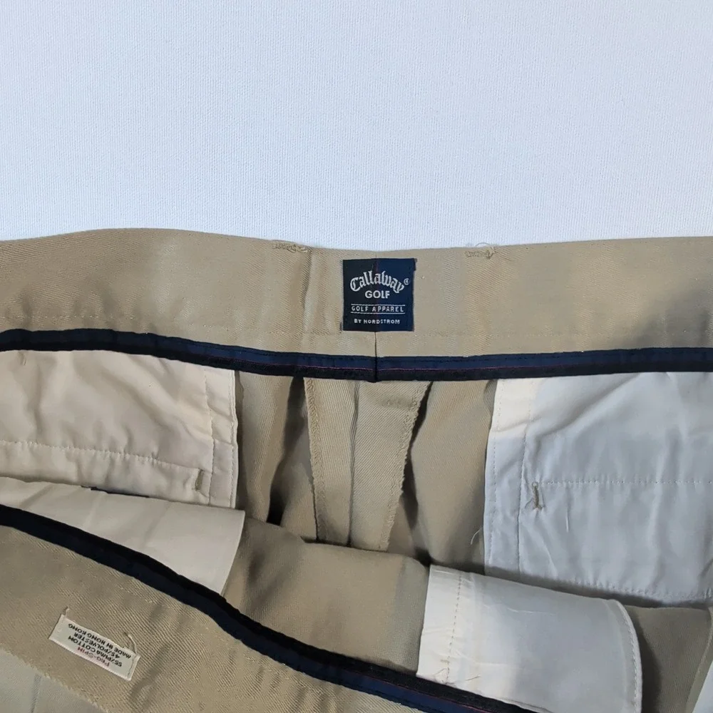 Callaway Golf Shorts Mens 38 Tan Pro-Spin Pleated Nordstrom Pima Cotton Khaki
